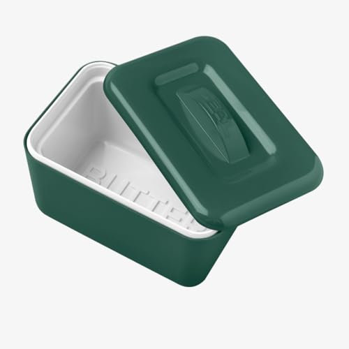Zeal Insulated Butter Dish, Large 500g Capacity Double Walled Butter Tub/Container with Lid, Melamine – Forest Green