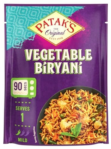 Patak's Vegetable Biryani Indian Microwave Rice Meal 270g | Mild Spice | Ready In 90 Seconds