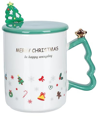 Amosfun 1 Juego taza de navidad tazas para parejas taza de leche de navidad taza de catering Taza de bebida tazas navideñas christmas mug taza con asa taza de agua de cerámica Green