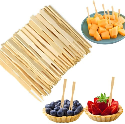 700 Pcs Bamboo Appetizer Forks, PEOUWNES Mini Toothpicks for Appetizers, 3.5 Inch Picks Bamboo Forks, Wooden Forks Food Picks for Cocktail Parties, Party, Fruits, Charcuterie Accessories