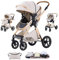 Shineey kinderwagen 3 in 1 Buggy Babybett Komplett Set Einem Klick Zusammenklappbarer Kinderwagen, 3 in 1 KombiKinderwagen Aluminiumrahmen für Neugeborene