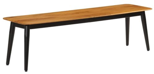 Homgoday Bank 160 x 40 x 45 cm aus massivem Mango- und Eisen-Holz, Gartenmöbel, Bank für Balkon, Terrasse & Garten