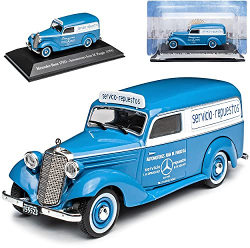 IXO Mercedes-B. 170D Transporter Juan M. Fangio 1954 mit Sockel 1/43 DeAgostini Modell Auto mit individiuellem Wunschkennzeichen