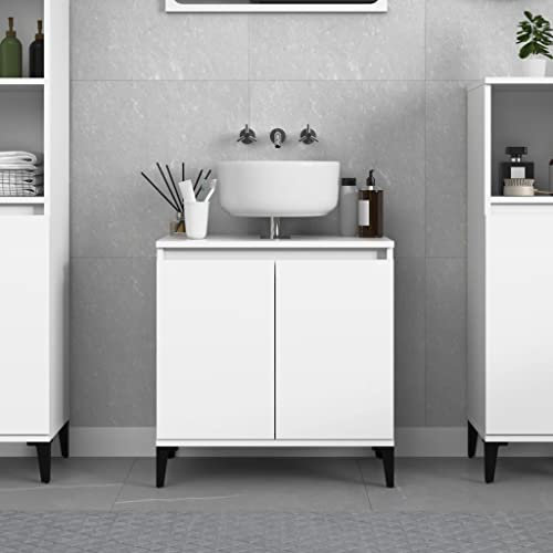 Myheimly Waschbeckenunterschrank Eichen-Optik 58x33x60 cm,Weiß