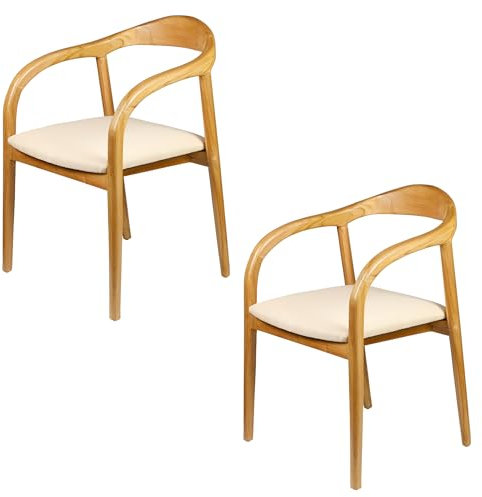 Casa Moro Polsterstühle Essstühle Esszimmerstühle 2er Set - Esstisch Stühle Esszimmer, Holz-Stühle Beige