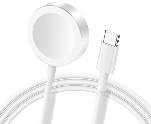 iWatch Wireless Caricatore 【Certificato MFi】Wireless Magnetico Cavo di Ricarica per iWatch,USB C Caricabatteria per Orologio, Compatibile con Watch Series 10/9/8/7/6/5/4/3/2/Ultra/SE,(Bianco,1M)