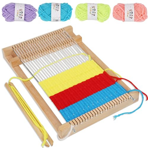 SZSMW webrahmen groß - webrahmen rund- schulwebrahmen aus holz - Geeignet FüR Strickkleidung, Wandteppiche, HüTe, Teppiche, Schals, Perfekt FüR AnfäNger und Erfahrene Strickbegeisterte