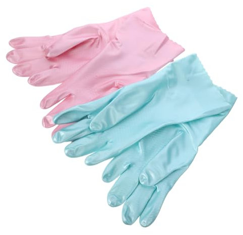 PACKOVE 2pairs Dishwashing Gloves Reusable Cleaning Mittens Rubber Gloves for Kitchen Hand Washing Dishes