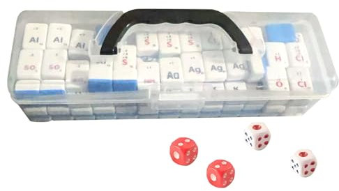 Sulxyi Chemistry Mahjong, authentische Mahjong-Steine, Tischspiel-Set zum Zusammenkommen, komplett mit 136 Steinen, kompaktes und reisefreundliches Design, perfekt für Reisen und Familientreffen