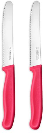 targzier Tomato Knife,Serrated Kitchen Knives&Fruit Knives,Stainless Steel Utility Knifes,Sharp Knife,Wavy Edge Tomato Knives Set,Small Vegetable Knifes,Set of 2,Pink