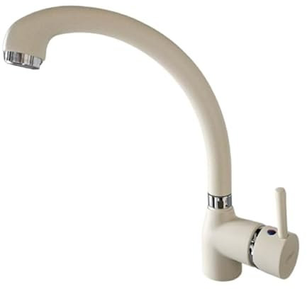 Rubinetto Miscelatore Monocomando, Canna Girevole, Finitura Bianco Antico, Design Moderno Elegante, Miscelatore Monocomando Lavello Cucina 781W572D599TPA