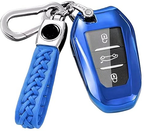 Z.MYUKI 5 couleurs - Coque de clé C3 Aircross avec porte-clés pour Citroën C3 Aircross 2017-2025 2026, bleu