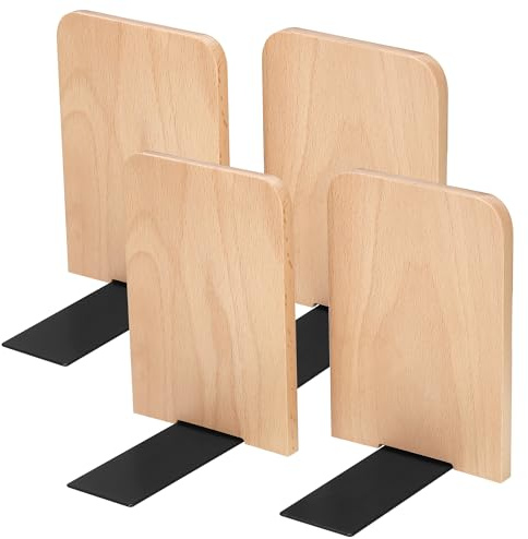 JIANTA Buchstützen Holz,4 Stück | 17 x 12 x 10,5 cm, L-Form Design mit Rutschfesten Füßen