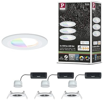 Paulmann 92449 LED Recessed luminaire Nova Coin IP44 Round 78 mm RGBW+ 3x6W 3x500lm 230V Matt White Die cast Aluminium