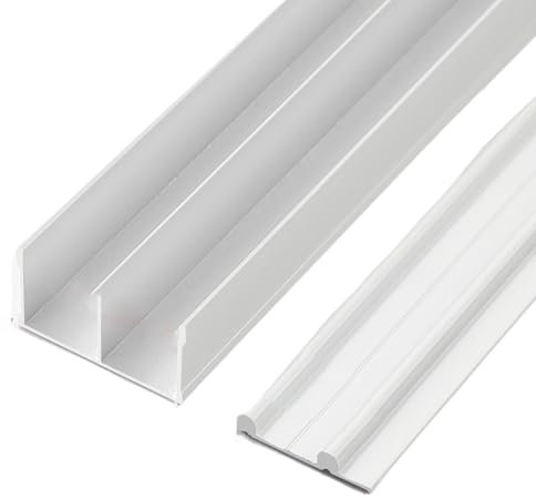 Rail Porte Coulissante Double,Rail de Porte coulissante en Alliage d'aluminium avec poulie,Kit Porte Coulissante,Kit Rail pour Porte De Placard Coulissante,pour Porte vitrée Cuisine Salon