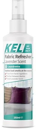 KEL – Fabric Refresher Spray – 250ml – Soothing Lavender Scent – Odour Eliminator & Fabric Freshener for Clothes, Upholstery, Bedding & Curtains – Ideal for Home & Pet Areas