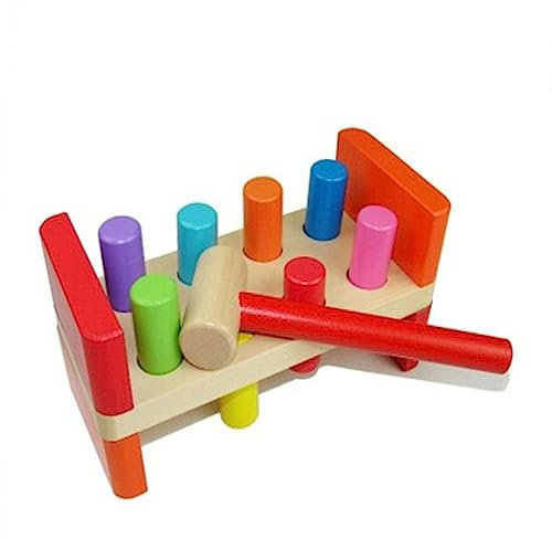 Gogogmee Wooden Hammer Pounding Bench Educational for Pegs for Fine Motor Skills Hand Eye Coordination Safe Learning for Boys