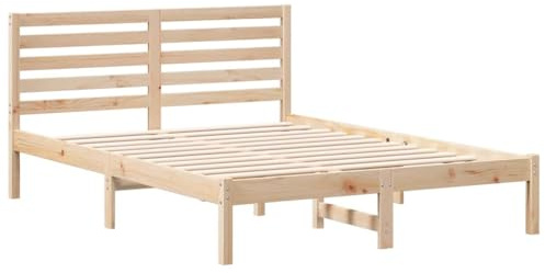 vidaXL Bettgestell mit Kopfteil Braun 120 x 200 cm Massivholz Kiefer, Moderner Kiefernholz Plattformbett, Stabiler Rahmen für Matratze, minimalistisches Design, modernes Schlafzimmermöbel