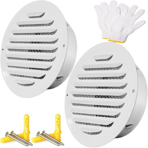 2 Stück Lüftungsgitter Edelstahl, Weiß Rund Abluftgitter 70 80 100 120 150 180mm Wetterschutzgitter Lüftungsabdeckung Für Kamin Küche Badezimmer Belüftung(80mm/3.15in)
