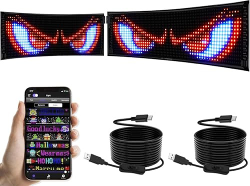 FLAIDO Panneau Affichage LED: Enseigne lumineux - 47x12cm Plaque Lumineuse voiture, Personnalisé Flexible Affichage LED Programmable App Contrôle pour la Magasin,Vitrine,Faire la fête (2 Pièces)