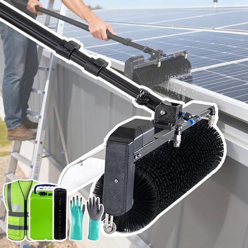 Outdoor Solar Panel Cleaning Kit with Electric Brush and Telescopic Pole for Efficient Dry and Wet Wash