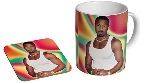 mugmart Michael B. Jordan Colourful - Ceramic Coffee Mug + Coaster Gift Set