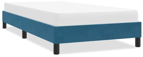 Runheo Dunkelblaues Samt Bettgestell 80x220 cm, Plattform Bettrahmen aus Holzwerkstoff, robuster Betten Unterbau für Schlafzimmer, ohne Matratze