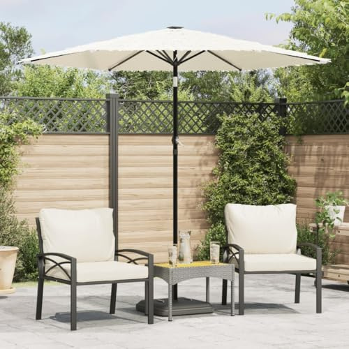 Parasol avec mât en acier - Blanc - 223 x 223 x 213 cm - Protection solaire rectangulaire - Pour terrasse et extérieur - Protection UV - Avec toit de paille