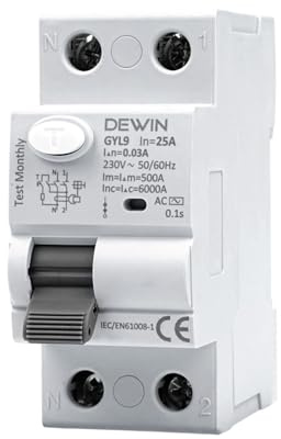 DEWIN FI-Schutzschalter, Fehlerstromschutzschalter Fehlerstrom-Schutzschalter 1P+N 25A 30mA 230V Typ AC