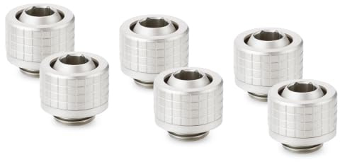 Thermal Grizzly - DeltaMate - ST13-6er Pack - Soft Tube Fitting - Matt Nickel - CNC-gefrästes Messing - G1/4 Zoll Gewinde, ID/AD 10/13mm - Für flexible Schläuche in Wasserkühlungen