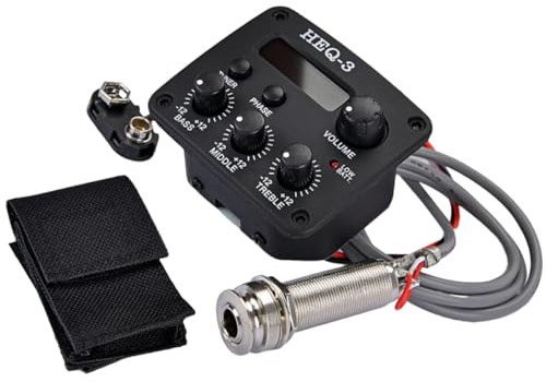 POPETPOP Acoustic Enhanced Eq Pickup Preamp Bands Equalizer and 3 Guitar Control Featuring Volume Noise Reduction, Plastic Construction with Lcd Performance