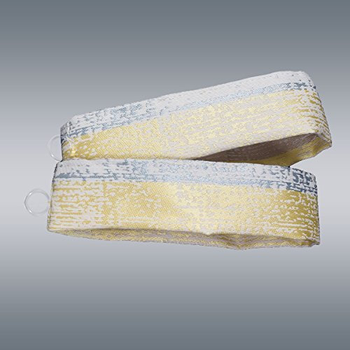 SeGaTeX home fashion Set Raffhalter Liam grün-beige-gelb passend zu Caravan-Gardine Seitenschal „Liam“ grün-beige-gelb 2 Stück