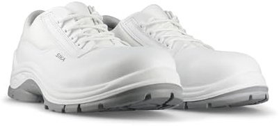 SIKA Unisex-Schnürschuh, Arbeitsschuh mit Zehenschutzkappe aus Verbundmaterial, wasserabweisendes Mikrofasergewebe,stoßdämpfende PU-Sohle,metallfreie Schuhe für die Lebensmittel- & Medizinbranche,W-36
