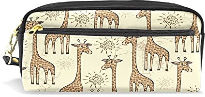 Trousse de voyage, girafe Imprimé Maquillage Pouch Grande capacité étanche Cuir 2 compartiments pour filles garçons femmes Hommes