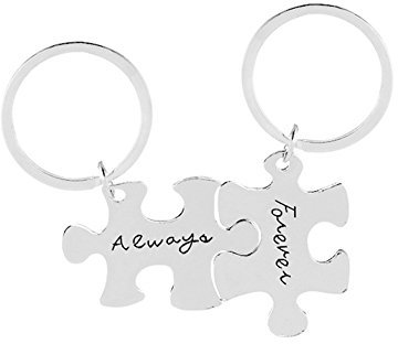 Steellwingsf Schlüsselanhänger für Paare, Puzzleteile, 2 Stück Gr. Einheitsgröße, silber