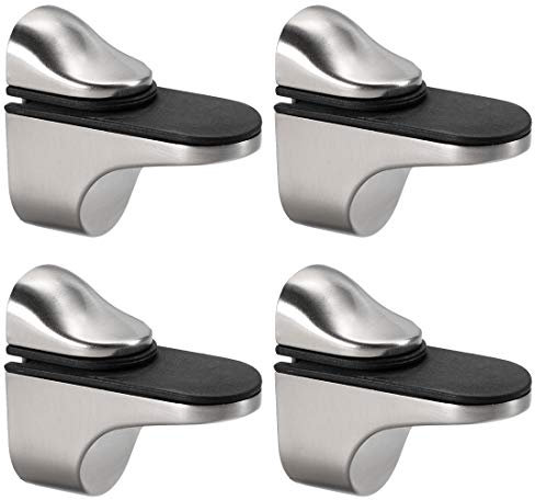 Sourcingmap Glass Shelf Bracket Wall Mount Adjustable Zinc Alloy Brushed Nickel Clamp for 3-20mm Thickness 4pcs
