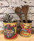 salt and pepper interiors Retro Vintage Storage Tins Set of 2 Round Canister Jar Food Utensils Table Decor (Paprika/Chilli Set)