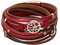 Flongo Damenarmband Frauen Armband Damen Lederarmband, Metall Leder Armband Armreif Geflochten Lederband Baum des Lebens Tree of Life Rot Surfer Wickelarmband