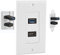 USB Wall Plate, USB HDMI Wall Socket Plate, HDMI Socket Wall Plate, HDMI USB 3.0 2 in 1Integrated Multimedia Wall Face Plate Panel-White