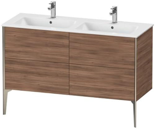 Duravit XViu 4485 Waschtischunterbau stehend, 4 Auszüge, für Doppelwaschtisch ME by Starck 233613, 1280x480 mm, XV44850B179, Farbe: champagner matt/nussbaum natur