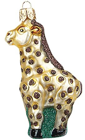 Christbaumschmuck Glas 7cm - Giraffe Figur zum Aufhängen - mundgeblasen & handbemalt - Weihnachtsbaum Anhänger für Weihnachten - Christbaumanhänger & Weihnachtsbaumschmuck - Zoo Tiere Gelb