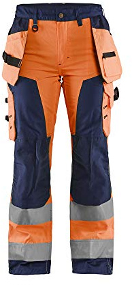 Blaklader 715618115349D23 Damen Arbeitshose mit Werkzeugtaschen, Orange/Grün, Größe D23