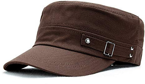 Adantico Unisex Militär Armee Kappe Einstellbar Baseballmütze Flat Cap (Kaffee)
