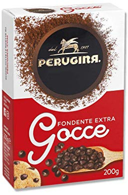 3x Perugina Gocce di Cioccolato Fondente Extra Dunkle Schokoladentropfen Gebäck Zutaten 200g Süße Dekoration Gluten-frei 100% Italienisches Produkt