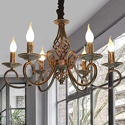 Pendelleuchte Antik Bronze Kronleuchter E14 Industrie Retro Metall Hängeleuchte Höhenverstellbar Kerze Kristall Deckenleuchte Klassisch Schwarz Hängelampe Für Wohnzimmer Esszimmer Schlafzimmer,A