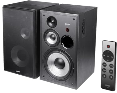 Edifier R2850DB Powered Bluetooth Bookshelf Speakers, Active Near-Field Studio Monitors, 150W RMS 3-Way Sound Monitor Speaker with Subwoofer Line Out, Black (Pair)