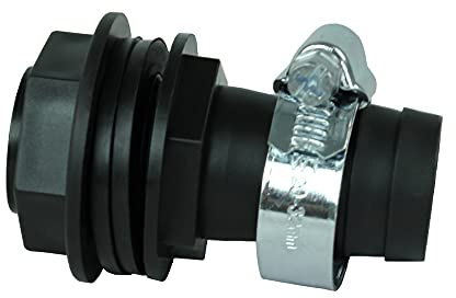 GASMIS Fassanschluss mit Schlauchschelle - 3/4 Zoll AG (26 mm) x 25 mm (1 Zoll) Schlauchanschluß, Inkl. 2 Dichtungen und Kontermutter, Tankdurchführung Regentonnendurchführung, 1 Stück