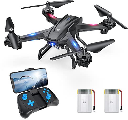 UranHub Drone with Camera for Adults HD 2K Live Video Drone for Beginners and Kids w/Gesture Control, Voice Control, Altitude Hold, Headless Mode, 2 Batteries, Compatible with VR Glasses