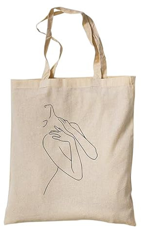 tradercat Jutebeutel bedruckt vintage 100% Baumwolle, Stoffbeutel bedruckt, One Line Silhouette, jutebeutel aesthetic als modisches Accessoire jutebeutel spruch (Woman Body Silhouette)