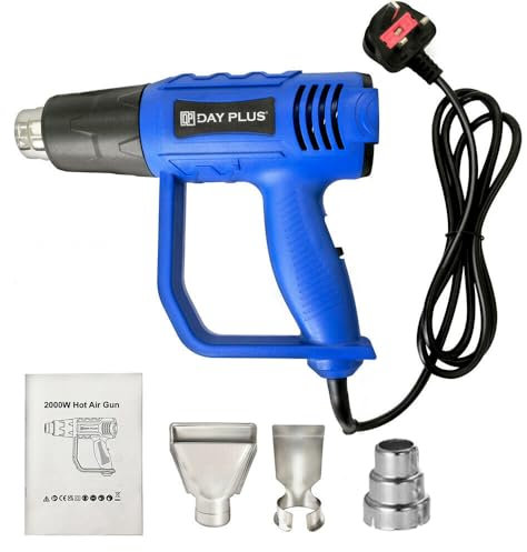 2000W Heat Gun with 3 Nozzles, 2 Temperature Setting, 300°C/ 600°C, Professional Hot Air Gun to Remove Paint, Varnish, Dissolve Adhesives, Shrinking PVC, DIY, Home Improvement & Restoration, Red